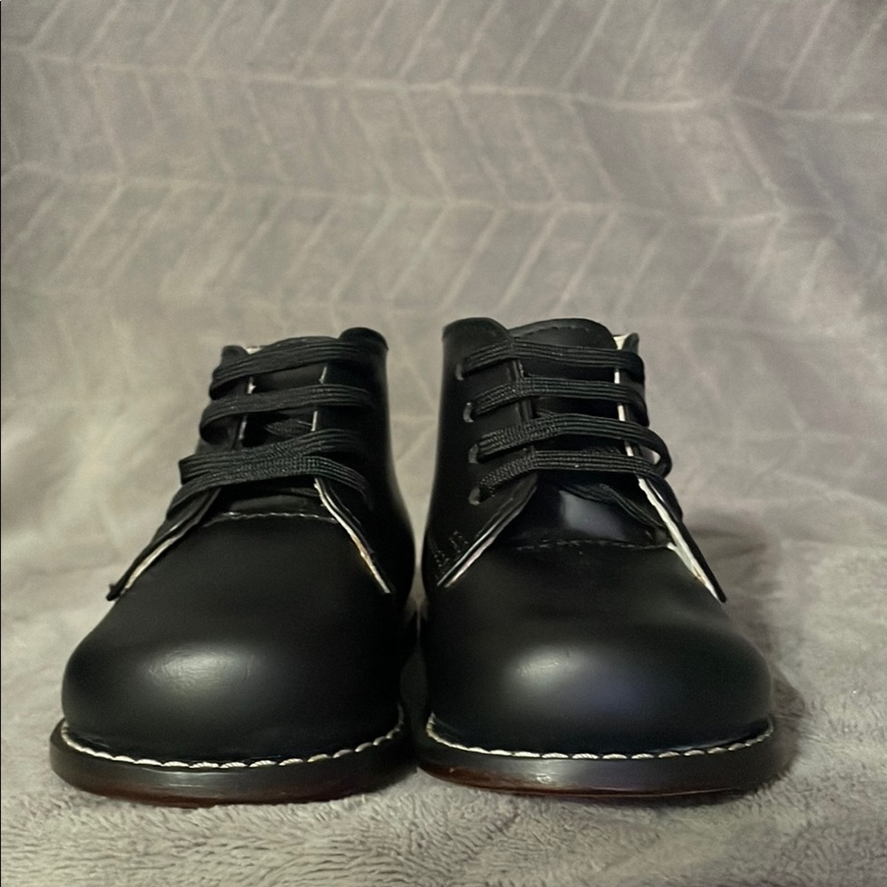Black Leather Lace-Up Boots